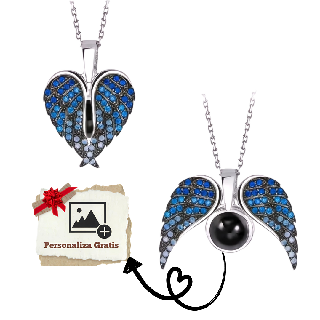 Collar Corazón Alado con Foto Personalizada