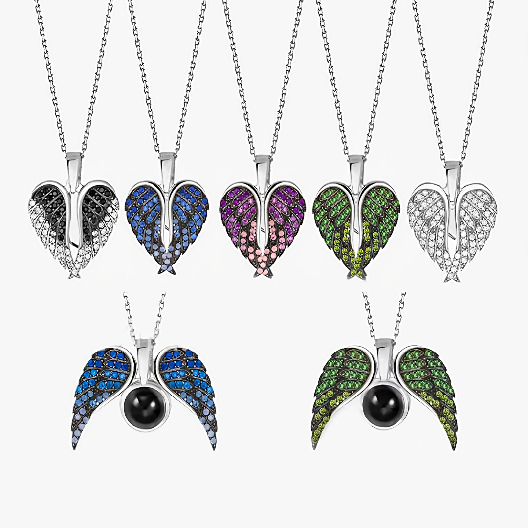 Collar Corazón Alado con Foto Personalizada