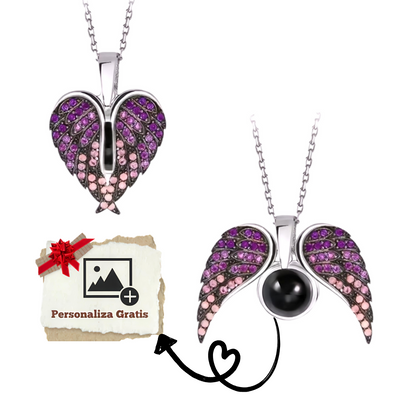 Collar Corazón Alado con Foto Personalizada