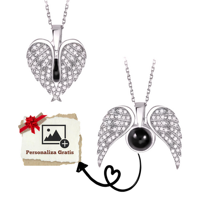 Collar Corazón Alado con Foto Personalizada