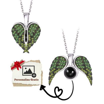 Collar Corazón Alado con Foto Personalizada